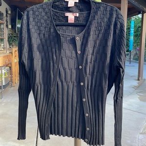 Sweater Set by Tina Hagen, Size L, 2 Pieces, Black Adorned by Seed Beads